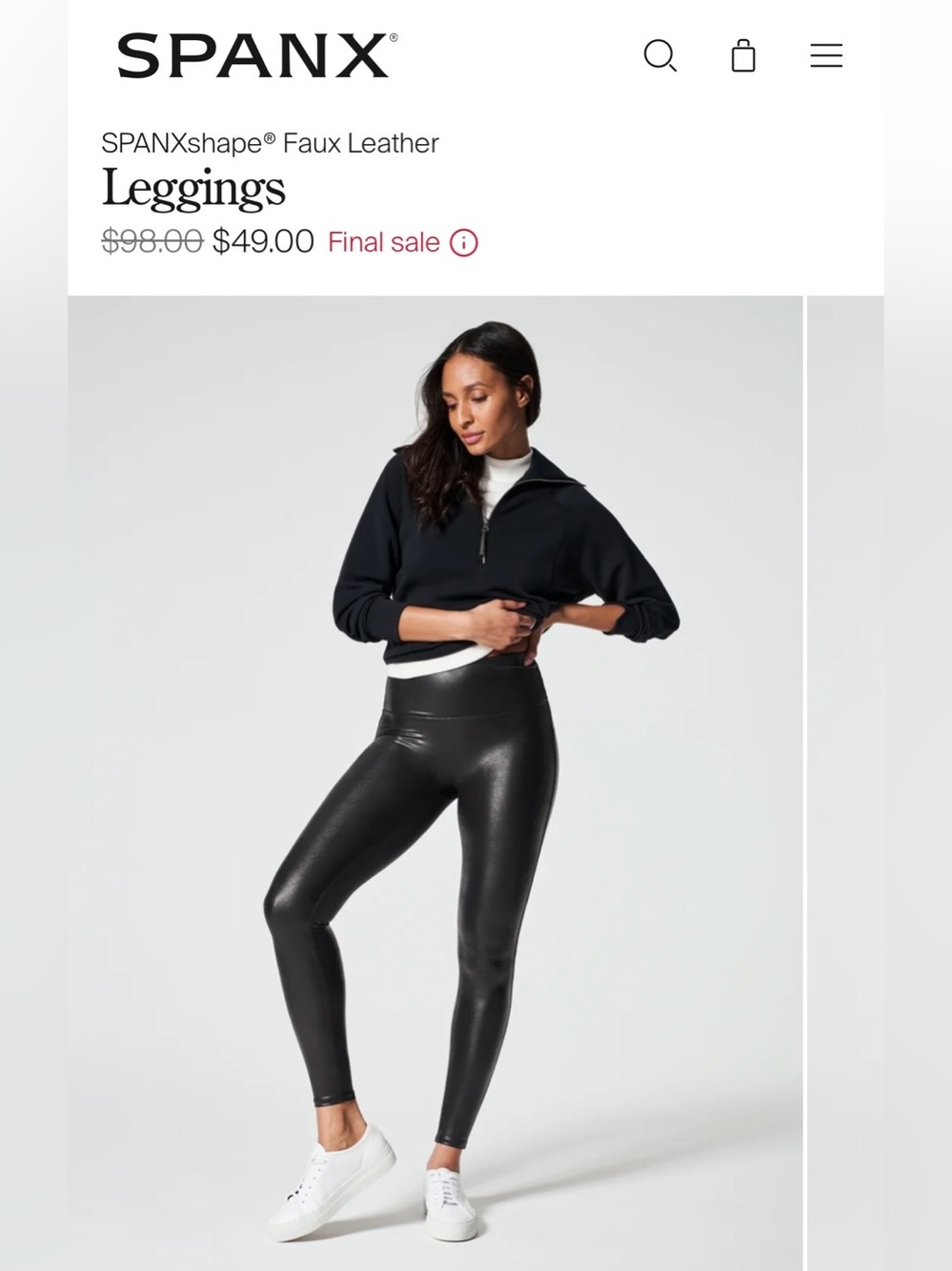 Spanx Faux Leather Leggings Sz MP